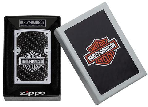 Zippo Harley-Davidson Carbon Fiber Satin Chrome Pocket Lighter - Bhawar Store